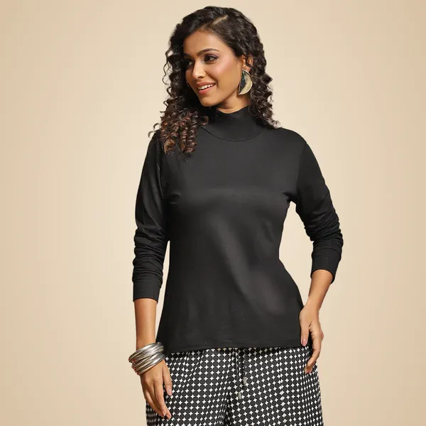 Black_Rayon_Blend_Solid_Top_For_Women
