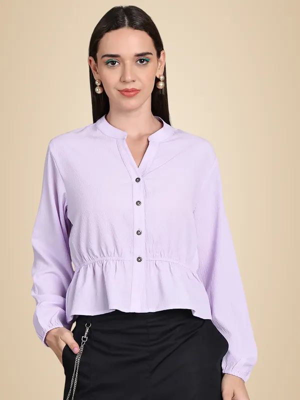 Lilac_Polyester_Solid_Top_For_Women