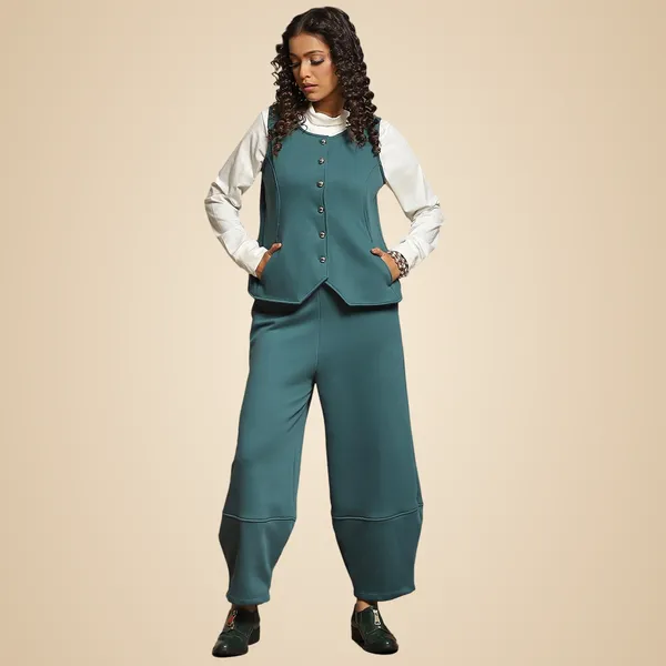 Sea_Blue_Cotton_Blend_Solid_Waistcoat_For_Women