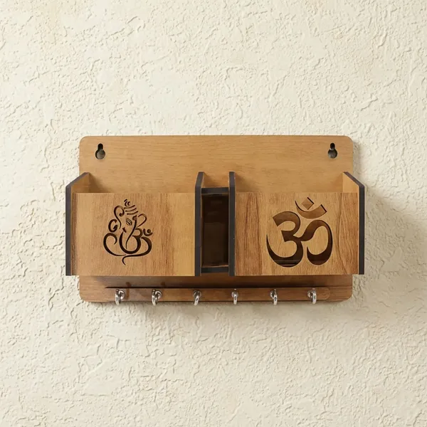 Wooden_Wall-Mounted_Key_Holder_With_Storage_Compartments_And_Om_&_Ganesha_Design