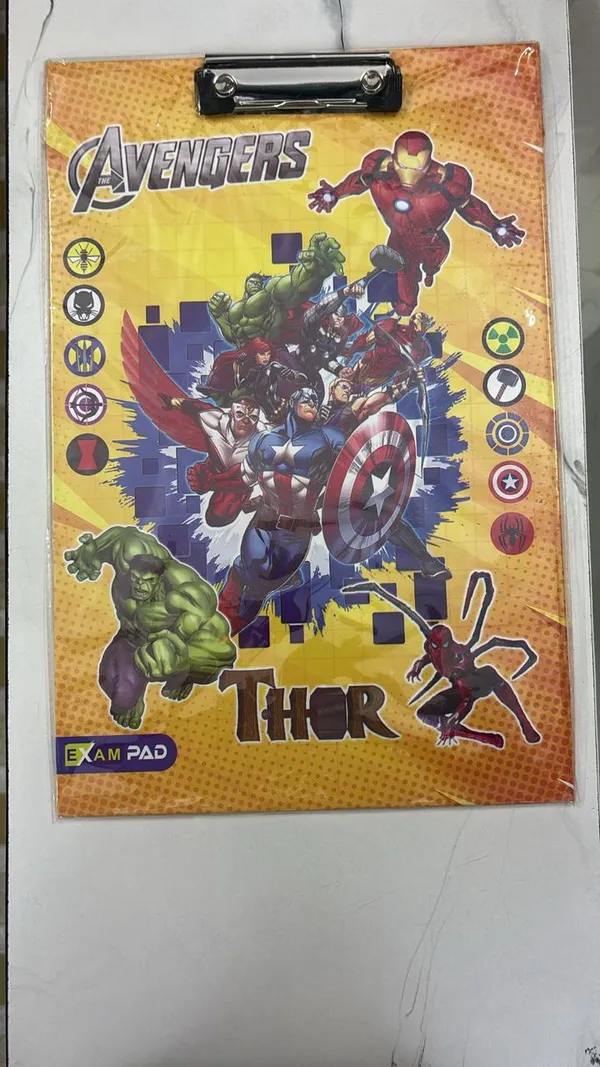 Pack_Of_5+5_Multicolor_Marvels_Avenger_and_Free_Fire_Exam_Pad_With_Clip_23x36_Cm
