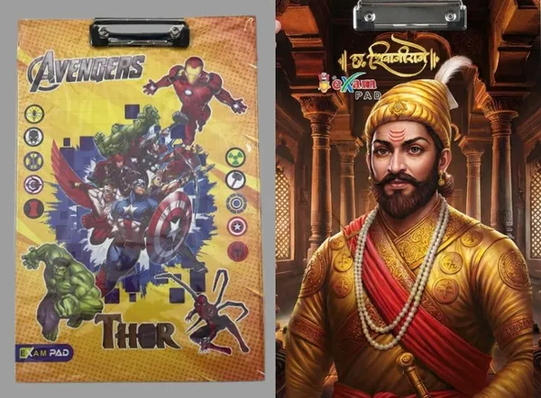 Pack_Of_5+5_Multicolor_Marvel_Avengers_and_Shivaji_Maharaj_Exam_Pad_With_Clip_23x36_Cm