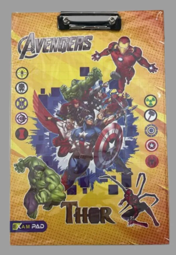 Pack_Of_5+5_Multicolor_Marvels_Avenger_and_Free_Fire_Exam_Pad_With_Clip_23x36_Cm