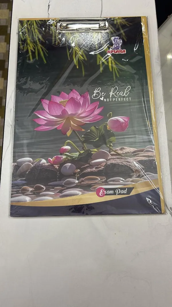 Pack_Of_10_Black_Apsara_Exam_Pad_-_Be_Real_Not_Perfect_With_Lotus_Design_23_×_36_Cm