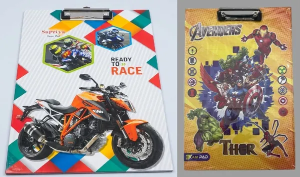 Pack_Of_5+5_Multicolor_Marvels_Avenger_and_Ready_to_Race_Exam_Pad_With_Clip_23x36_Cm