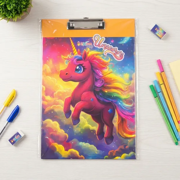 Pack_Of_5+5_Multicolor_Exam_Pad_With_Metal_Clip_-_King_Brand_23x36_Cm