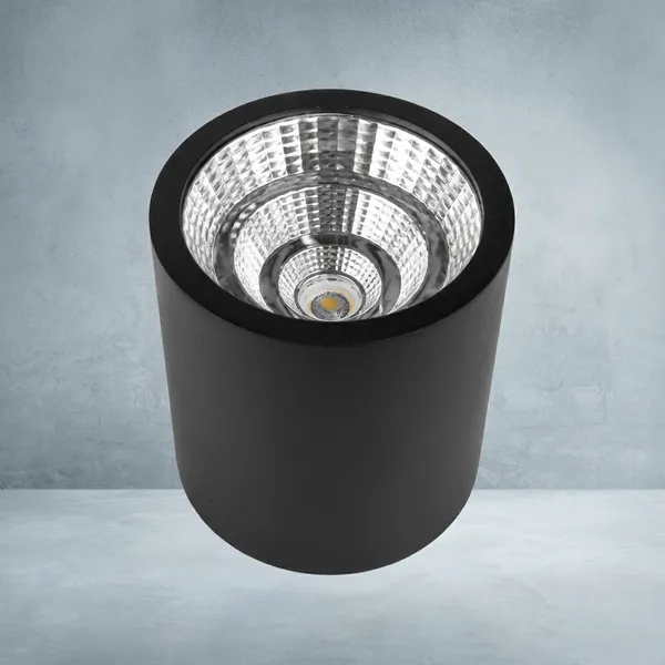 Surface_Mounted_Led_Downlight_Black_Cylindrical_Cob_Spotlight
