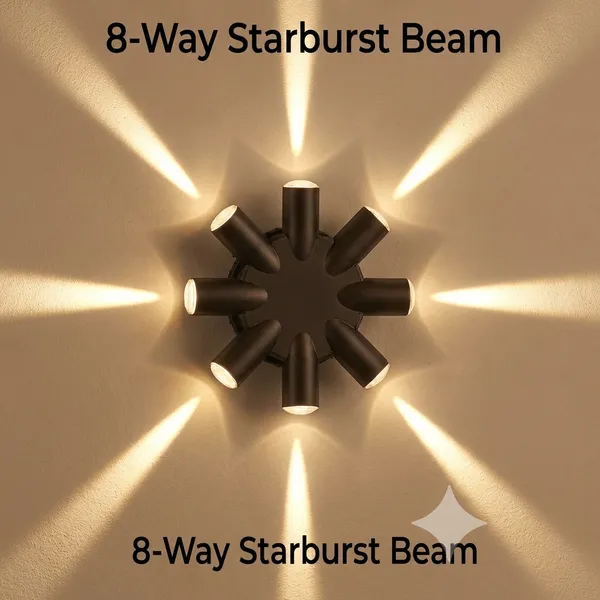 8_Way_Starburst_Beam_Wall_Light_Modern_Cylindrical_Led_Fixture