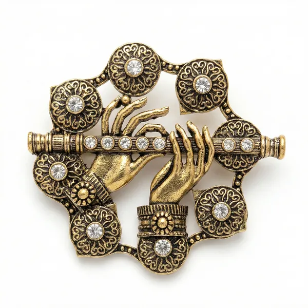 Golden_Divine_Krishna_Bansuri_Flute_Brooch_|_Antique_Gold_And_Crystal_Pin