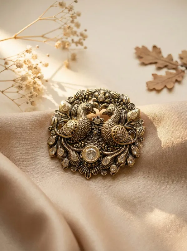 Golden_Royal_Twin_Peacock_Love_Birds_Brooch_|_Crystal_And_Antique