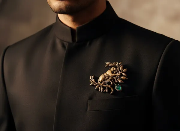 Golden_Majestic_Panther_On_Branch_Brooch_|_Emerald_Green_Drop_Accent