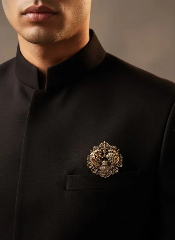 Golden_Vintage_Baroque_Double_Lion_Lapel_Pin_Antique_Style_Badge