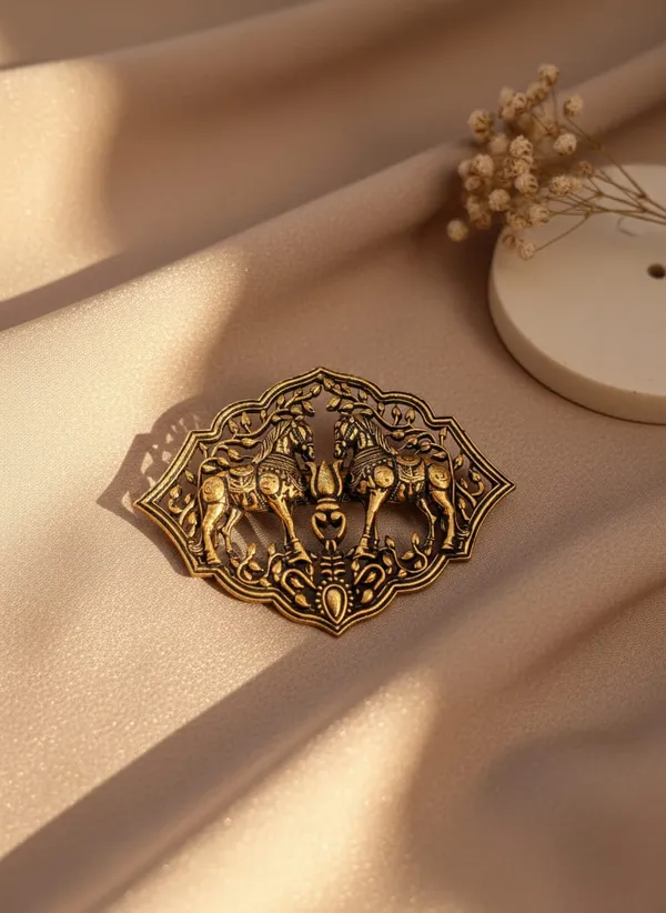 Golden_Horse_Brooch_Pin_Antique_Metal_Shirt