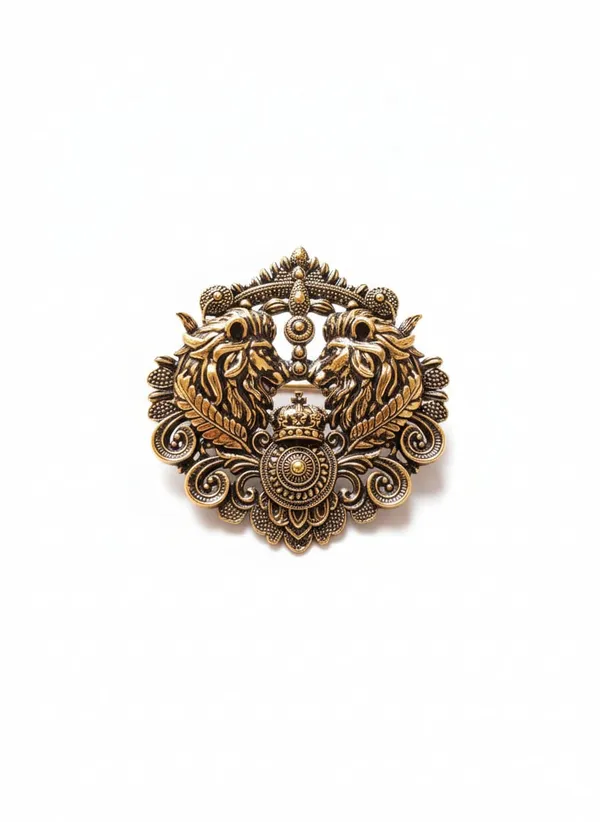 Golden_Vintage_Baroque_Double_Lion_Lapel_Pin_Antique_Style_Badge