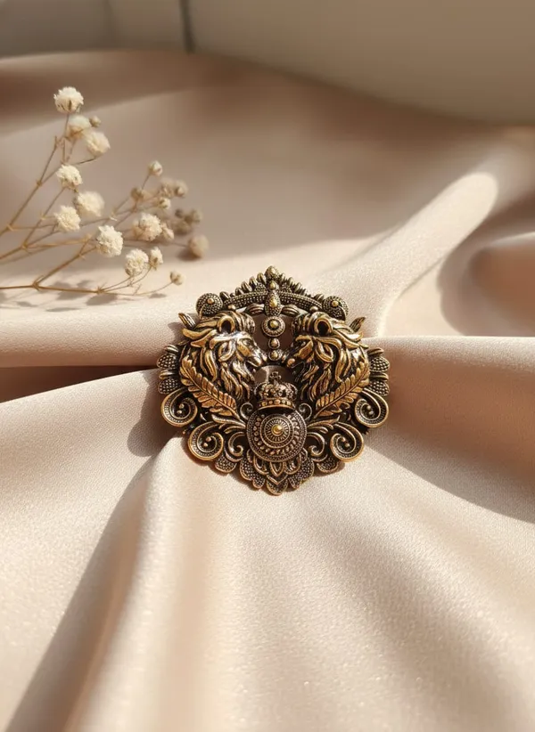 Golden_Vintage_Baroque_Double_Lion_Lapel_Pin_Antique_Style_Badge