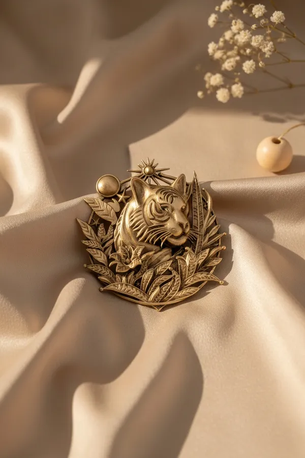 Golden_Vintage_Style_Wilderness_Tiger_Medallion_Celestial_Nature_Pin