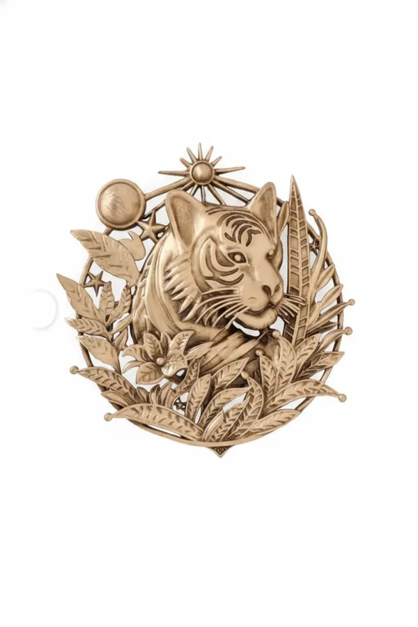 Golden_Vintage_Style_Wilderness_Tiger_Medallion_Celestial_Nature_Pin