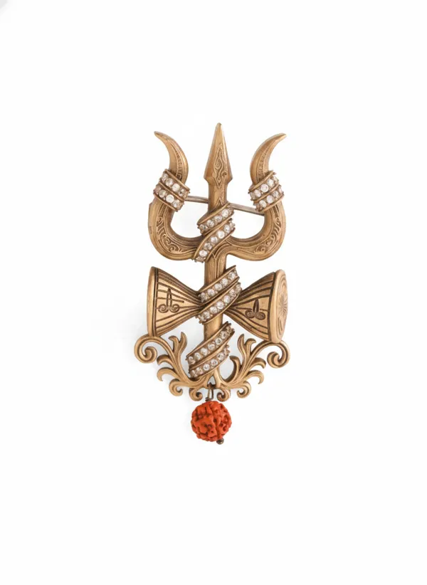 Golden_Divine_Shiva_Trinity_Brooch_|_Trishul,_Damru_And_Rudraksha_Pin