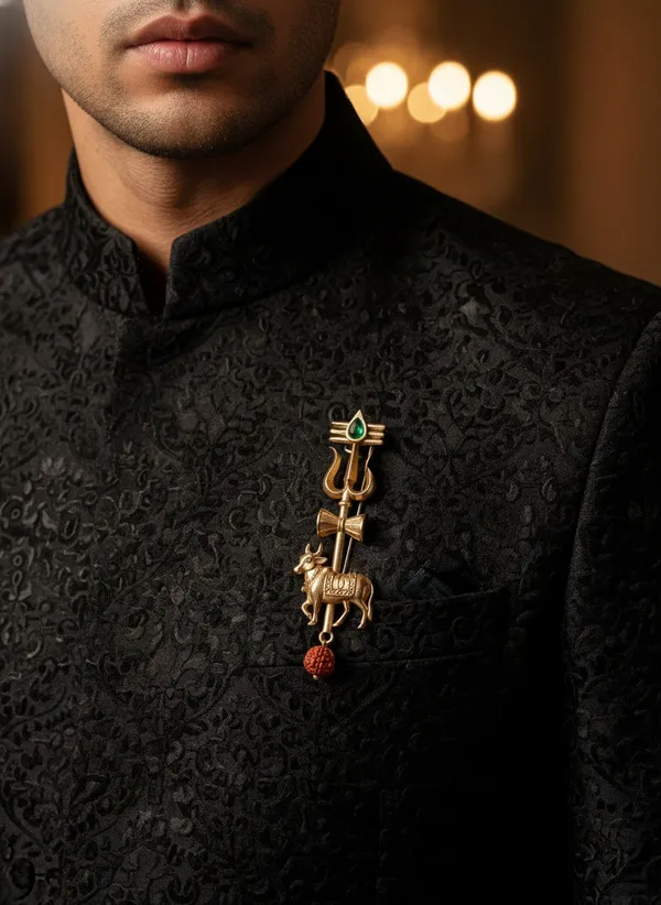 Golden_Vintage_Style_Pashupatinath_Emblem_Nandi_And_Trishul_Brooch