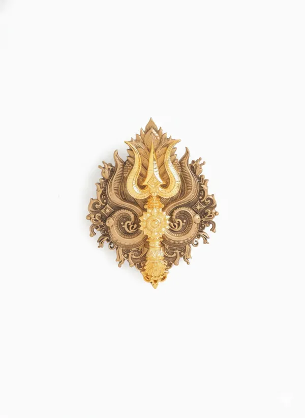 Golden_Divine_Trishul_Trident_Brooch_|_Antique_Gold_Spiritual_Pin