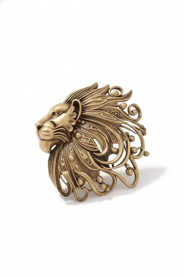 Golden_Royal_Lion_Head_Profile_Brooch_|_Antique_Gold_Lapel_Pin