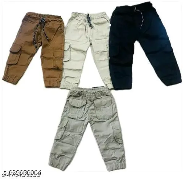 Multicolor_Premium_Solid_Cotton_Cargo_6_Pocket_For_Kids_Pack_Of_5