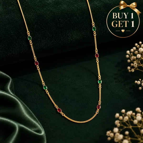 Micro_Gold_Plated_Ruby_And_Emerald_Studded_Kempu_Work_Chain