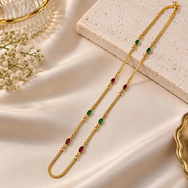 Micro_Gold_Plated_Ruby_And_Emerald_Studded_Kempu_Work_Chain