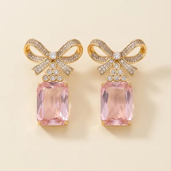 Elegant_Pink_Stone_Bow_Earrings_With_Crystal_Embellishments_For_Women