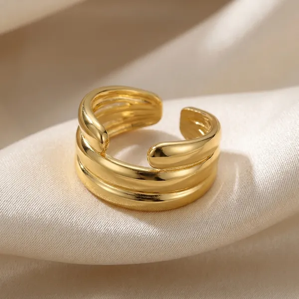 Elegant_Gold-Toned_Twisted_Open_Cuff_Ring_For_Women