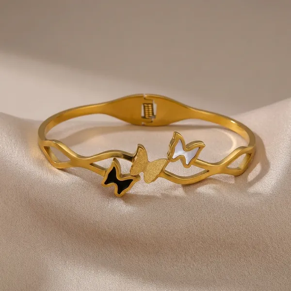 Heartbeat_Pulse_Gold-Toned_Metal_Bracelet_For_Women