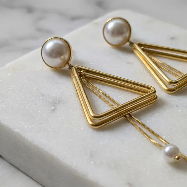 Gold-Toned_Triangle_Drop_Earrings_With_Pearl_Studs_For_Women
