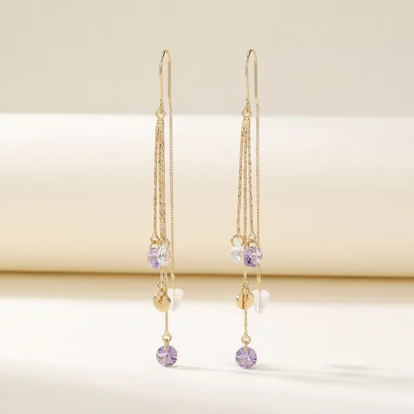 Elegant_Gold-Tone_Dangle_Earrings_With_Purple_Crystal_Accents_For_Women