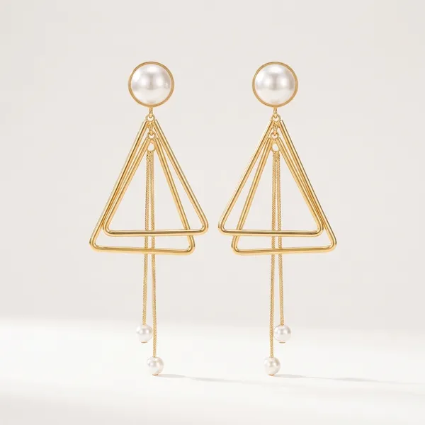 Elegant_Gold-Toned_Geometric_Triangle_Pearl_Drop_Earrings_For_Women