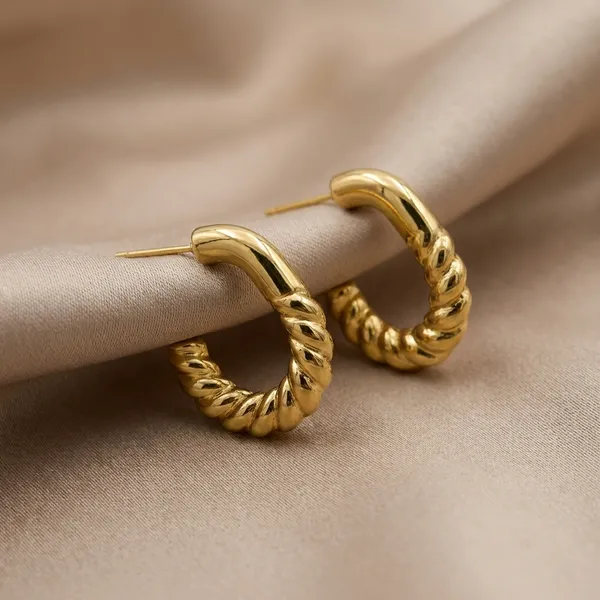 Gold-Toned_Twisted_Hoop_Earrings_For_Women