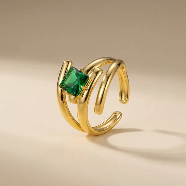 Gold-Plated_Adjustable_Ring_With_Green_Stone_For_Women