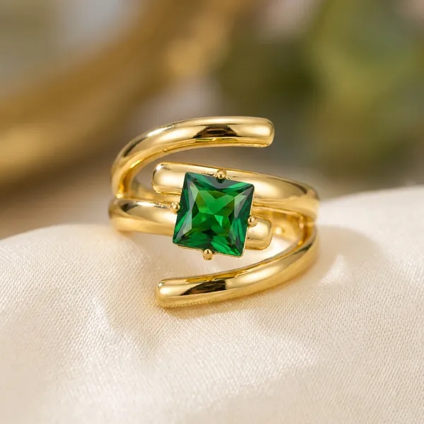 Gold-Plated_Adjustable_Ring_With_Green_Stone_For_Women