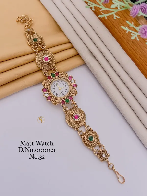 Aura_Jewels_Antique_Gold_Traditional_Stone-Embellished_Matt_Watch