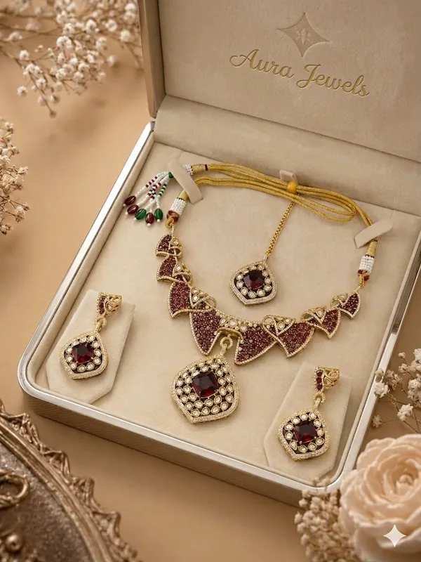 Aura_Jewels_Exquisite_Ruby-Hued_Kundan_Necklace_&_Earring_Set