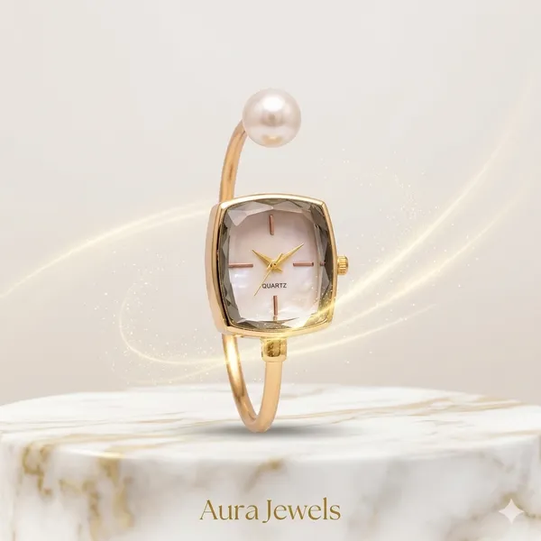 Aura_Jewels_Minimalist_Gold-Tone_Pearl_Cuff_Analog_Watch
