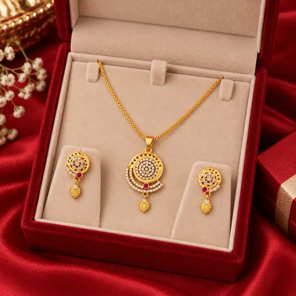 Aura_Jewels_Sunburst_Zircon_Micro_Gold-Plated_Pendant_Necklace_and_Matching_Earrings_Set