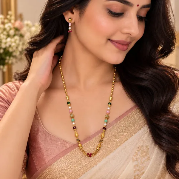 Aura_Jewels_micro_gold_plated_Multigemstone_Beaded_Mangalsutra_and_Earring_Set
