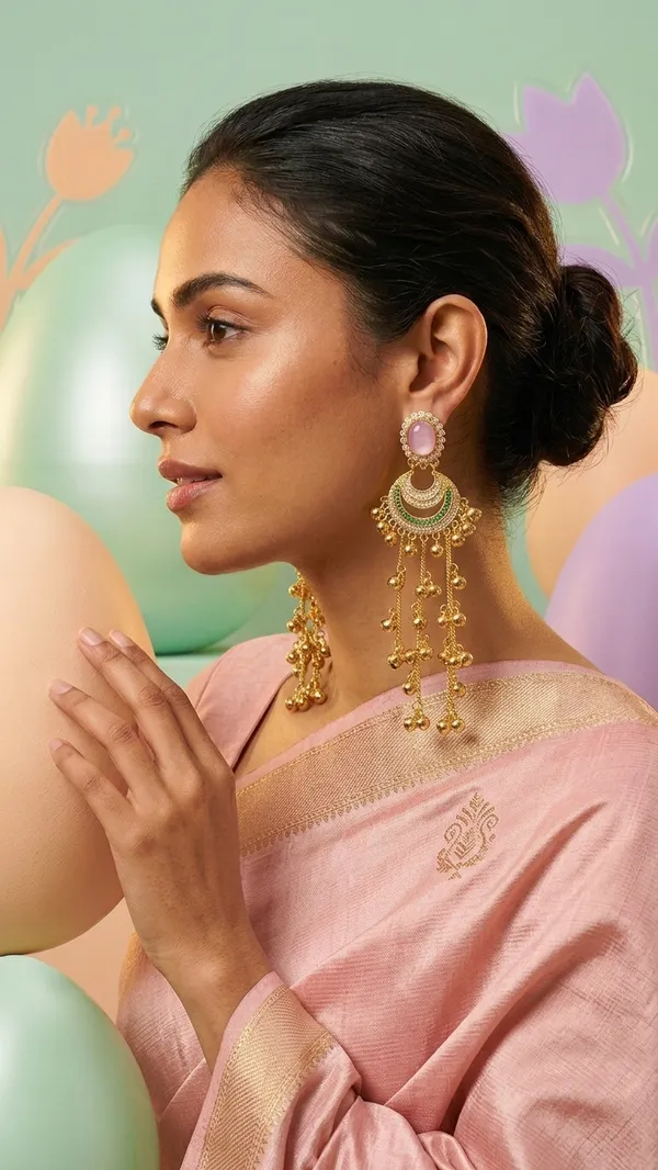 Blush_Pink_&_Emerald_Crescent_Ghungroo_Drop_Earrings