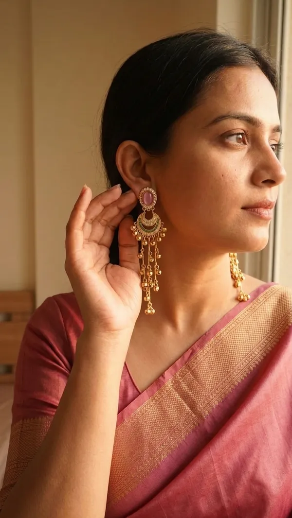 Blush_Pink_&_Emerald_Crescent_Ghungroo_Drop_Earrings