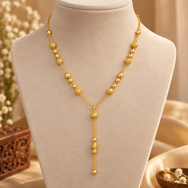 Elegant_Golden_Beaded_Y-Shape_Necklace