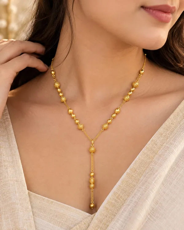 Elegant_Golden_Beaded_Y-Shape_Necklace
