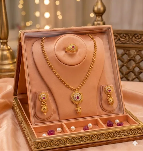 Elegant_Ruby-Accented_Gold-Tone_Necklace_Set