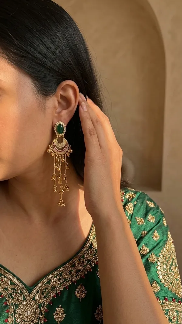Emerald_Green_Chandbali_Jhumka_Drop_Earrings_(Ghungroo_Style)