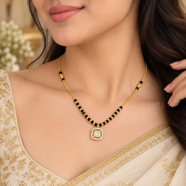 Gold-Plated_Solitaire_Square_Zircon_Mangalsutra_with_Traditional_Black_Beaded_Chain