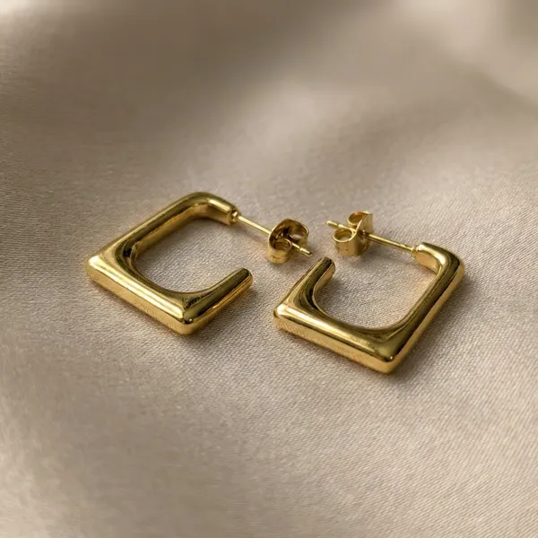 Gold-Toned_Square_Hoop_Earrings_With_Stud_Closure_For_Women